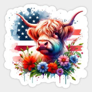 Patriotic 4th of July Cow Sticker